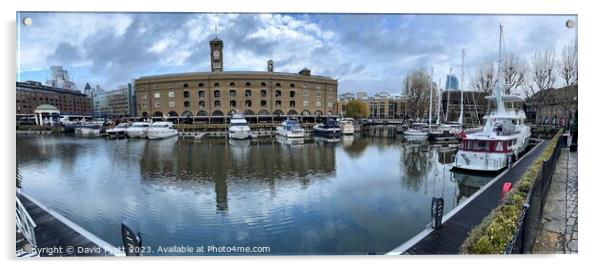 St Katherine Dock Panorama Acrylic by David Pyatt