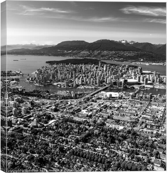 Aerial view of Vancouver city skyscrapers Canada Canvas Print by Spotmatik 