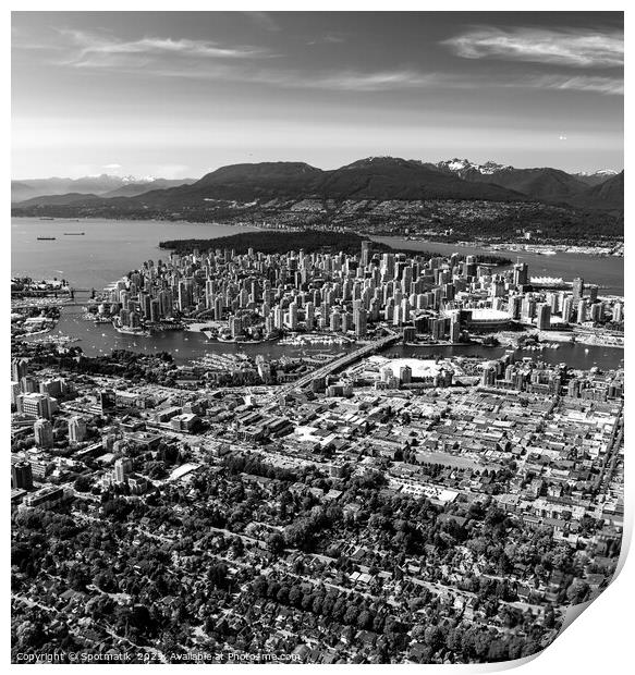 Aerial view of Vancouver city skyscrapers Canada Print by Spotmatik 