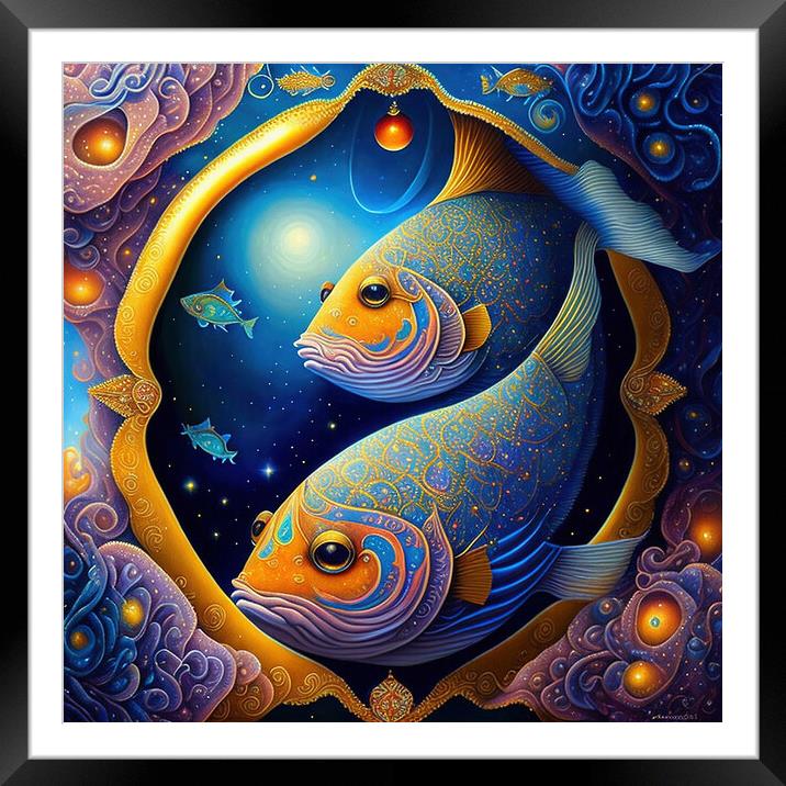Pisces Reef Romance Framed Mounted Print by Roger Mechan
