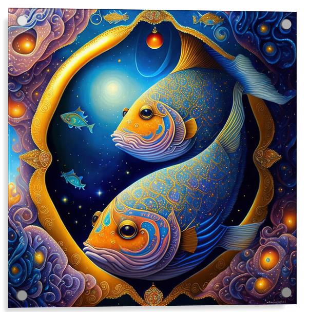 Pisces Reef Romance Acrylic by Roger Mechan