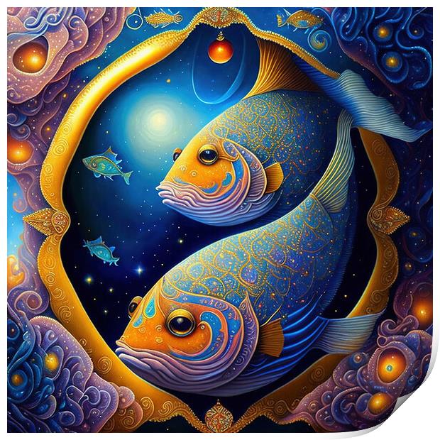 Pisces Reef Romance Print by Roger Mechan