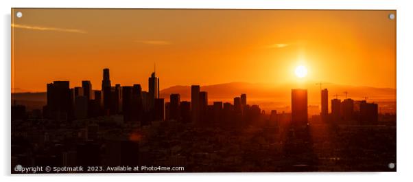 Aerial Panorama sunrise Los Angeles city skyline Acrylic by Spotmatik 