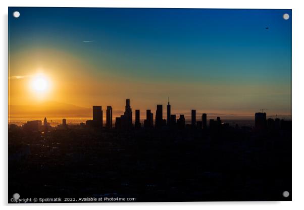 Aerial Silhouette of the Californian sunrise USA Acrylic by Spotmatik 