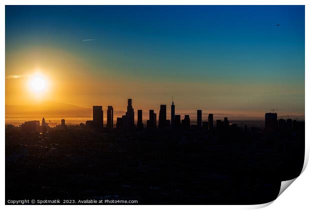Aerial Silhouette of the Californian sunrise USA Print by Spotmatik 