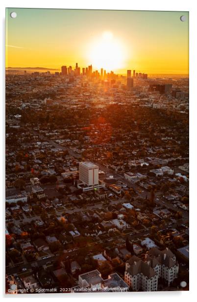 Aerial skyline sunrise over Los Angeles California Acrylic by Spotmatik 