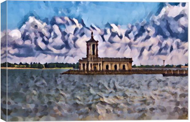 Normanton Church Rutland Water - Digital Art Canvas Print by Glen Allen