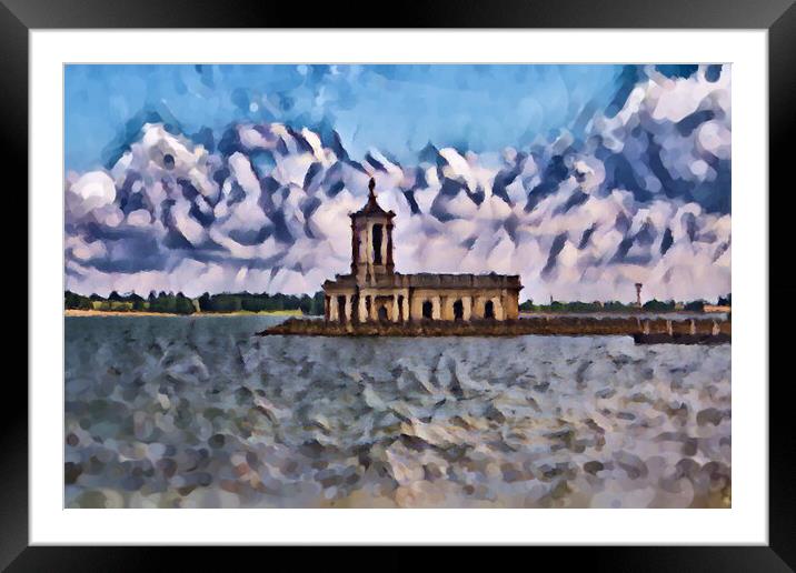 Normanton Church Rutland Water - Digital Art Framed Mounted Print by Glen Allen