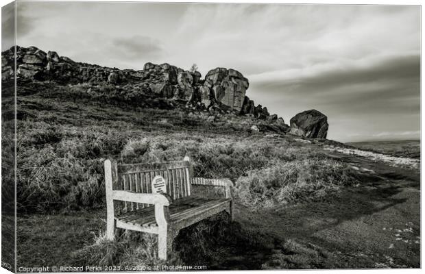Ilkley Moor Black and White Canvas Print by Richard Perks
