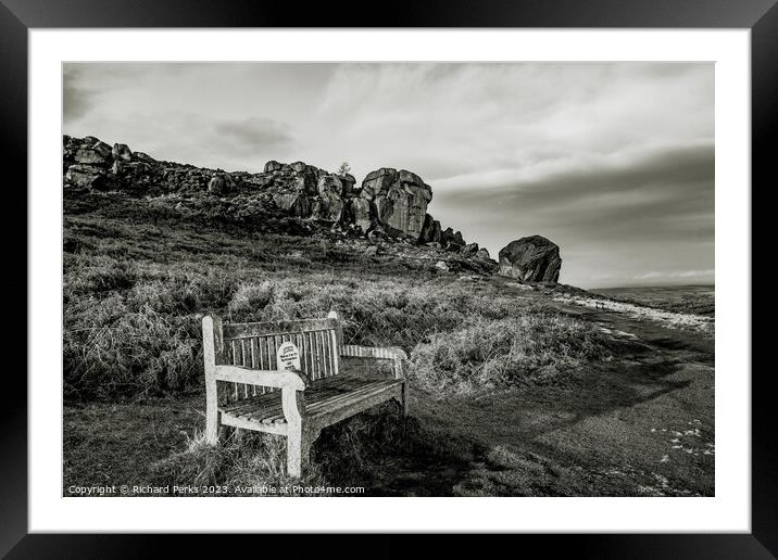 Ilkley Moor Black and White Framed Mounted Print by Richard Perks