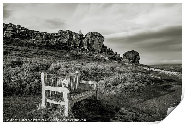 Ilkley Moor Black and White Print by Richard Perks