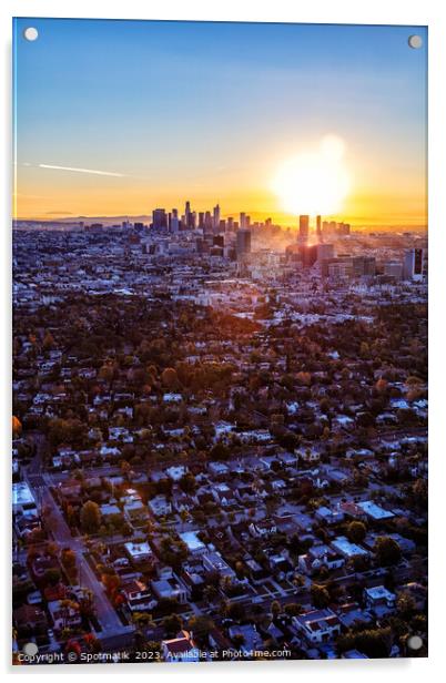 Aerial sunrise suburban Los Angeles California Acrylic by Spotmatik 