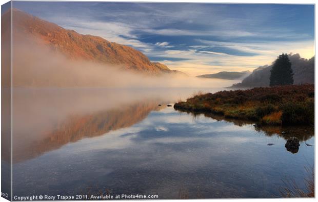 Reflection on Llyn Dinas Canvas Print by Rory Trappe