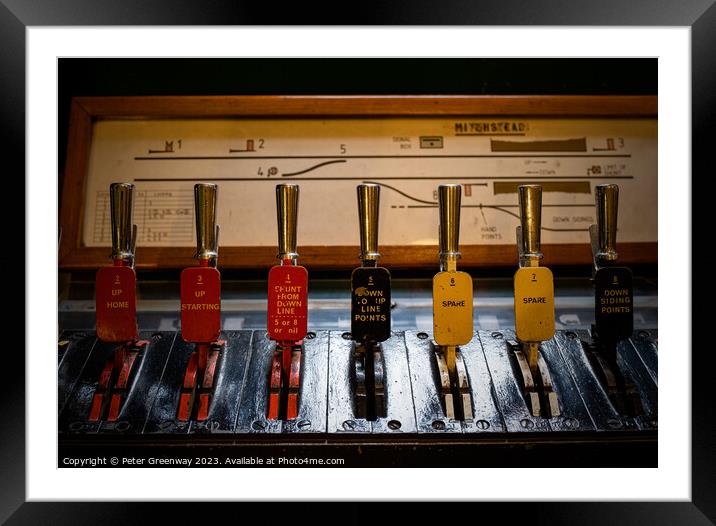 Vintage Signal Levers On The Watercress Line, Hampshire Framed Mounted Print by Peter Greenway