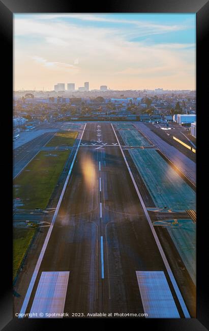 Aerial POV view of aircraft taking off California Framed Print by Spotmatik 