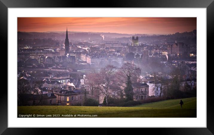 View over the city of Bath Framed Mounted Print by Simon Lees