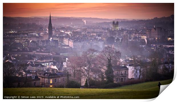 View over the city of Bath Print by Simon Lees