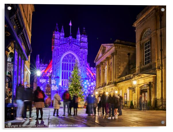 Bath Abbey lit up at Christmas Acrylic by Simon Lees
