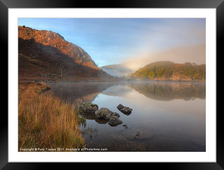 Rising mist over Llyn Dinas Framed Mounted Print by Rory Trappe