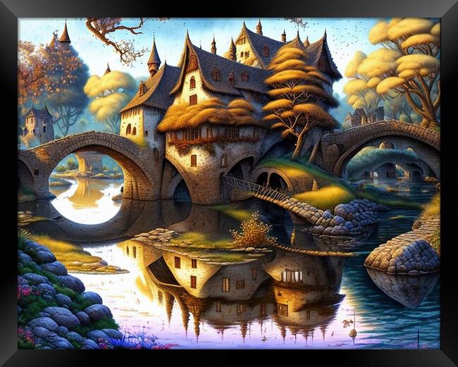 Enchanting Gothic Castle Framed Print by Roger Mechan