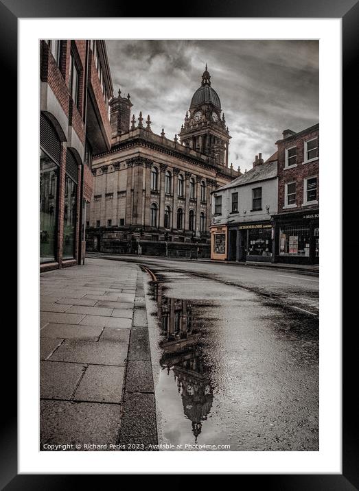 Leeds Town Hall reflections Framed Mounted Print by Richard Perks