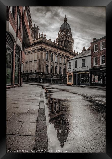 Leeds Town Hall reflections Framed Print by Richard Perks