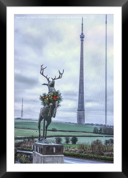 Emley Moor Mast Framed Mounted Print by Alison Chambers