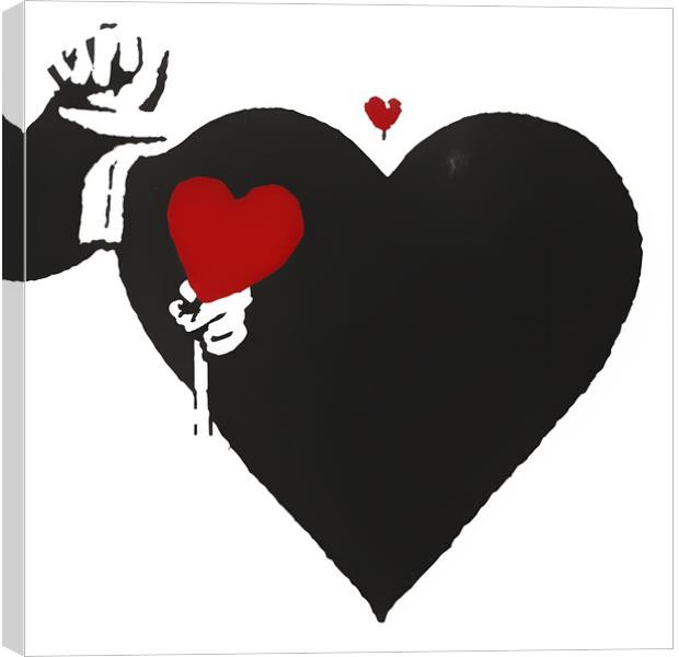 Banksy Style Heart Canvas Print by Stephen Pimm