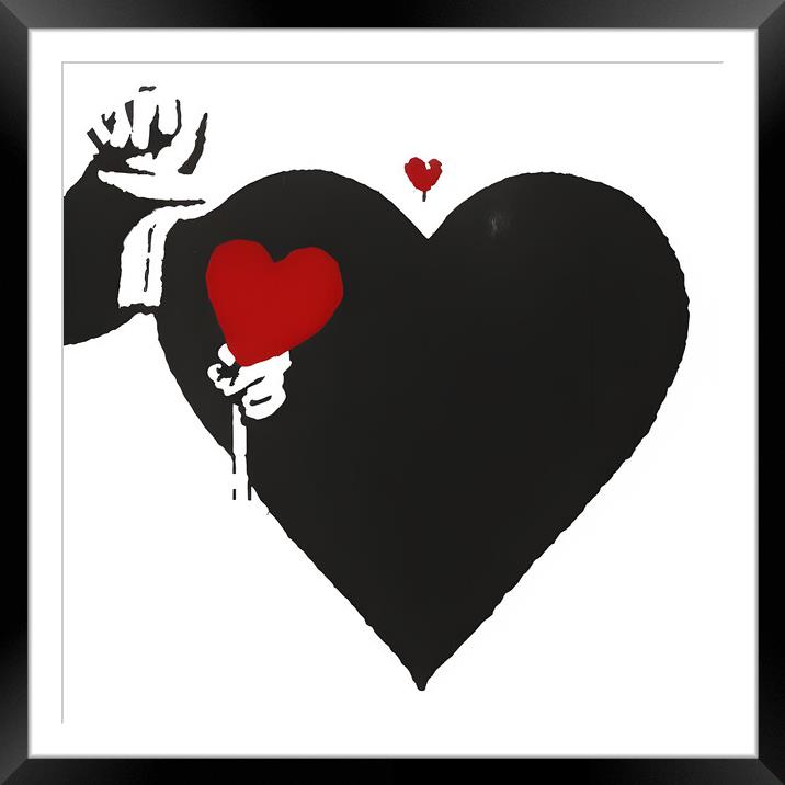Banksy Style Heart Framed Mounted Print by Stephen Pimm