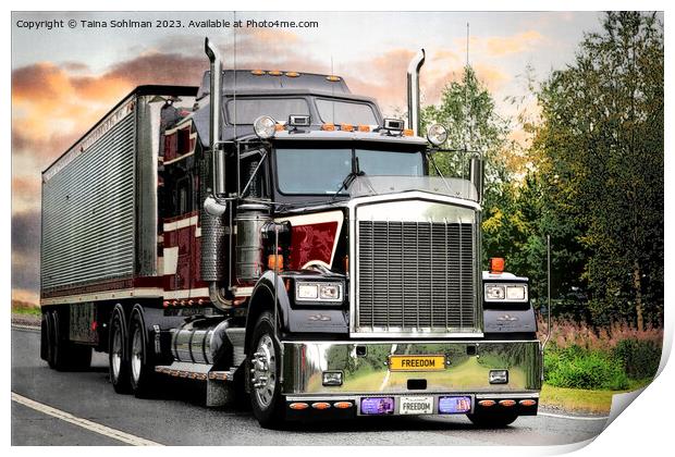 Classic American Semi Trailer Truck Trucking  Print by Taina Sohlman