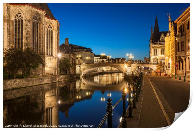 Evening in Ghent Print by Slawek Staszczuk