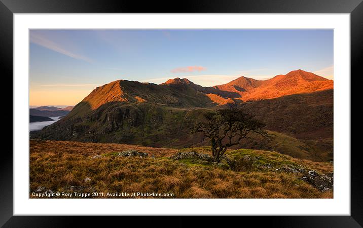 Sunrise over the snowdon range Framed Mounted Print by Rory Trappe