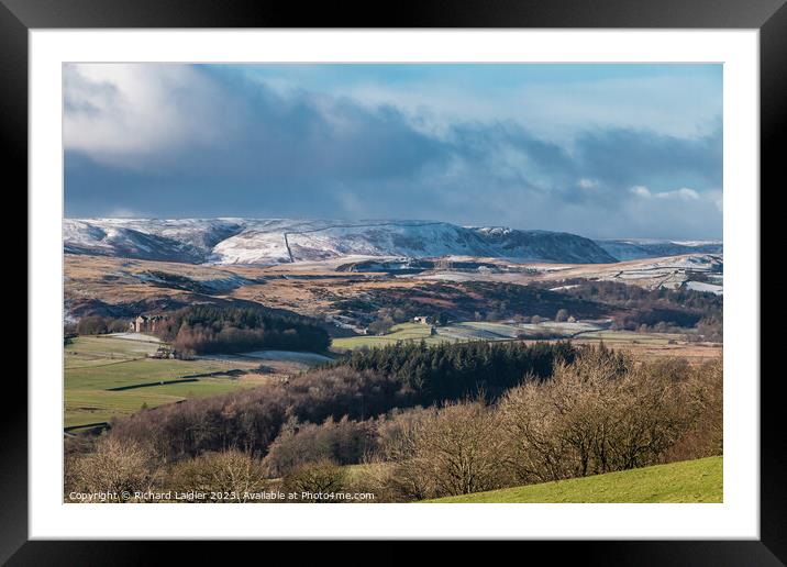Snowy Cronkley Fell and Scar from Middle Side, Teesdale Framed Mounted Print by Richard Laidler