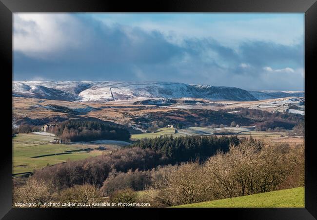 Snowy Cronkley Fell and Scar from Middle Side, Teesdale Framed Print by Richard Laidler