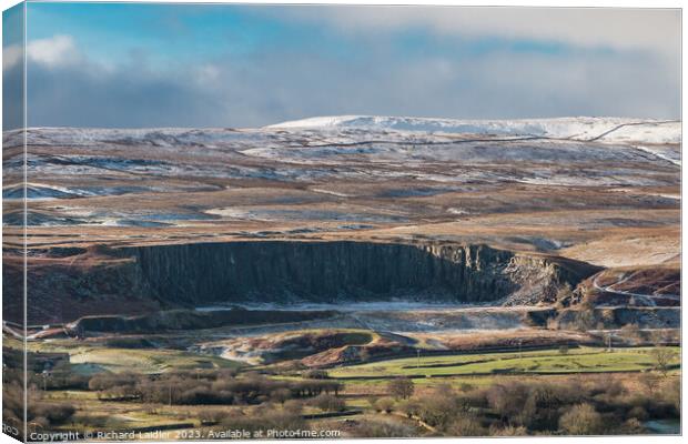 A Wintry Crossthwaite Quarry from Middle Side, Teesdale Canvas Print by Richard Laidler