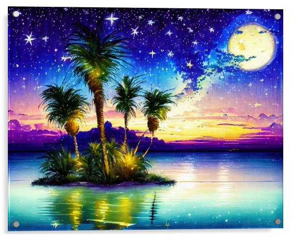 Shimmering Oasis Acrylic by Roger Mechan