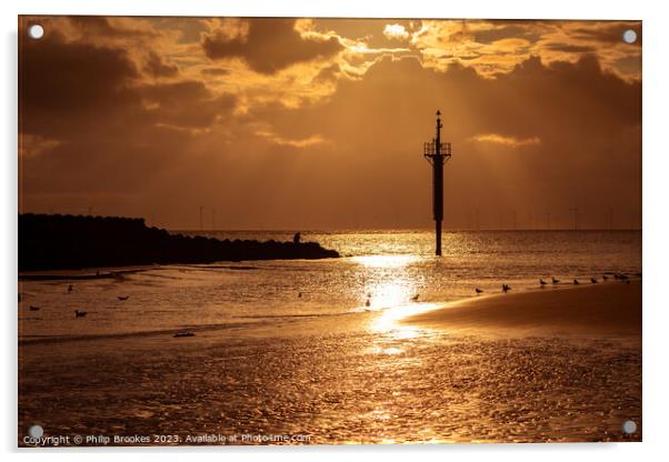 New Brighton Sunset Acrylic by Philip Brookes