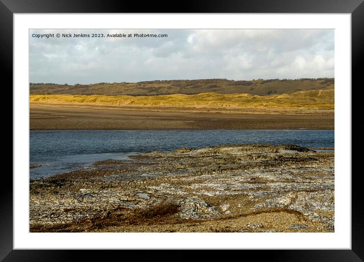 River Ogmore and Sand Dunes at Ogmore by Sea  Framed Mounted Print by Nick Jenkins