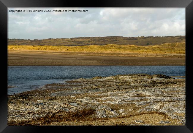 River Ogmore and Sand Dunes at Ogmore by Sea  Framed Print by Nick Jenkins