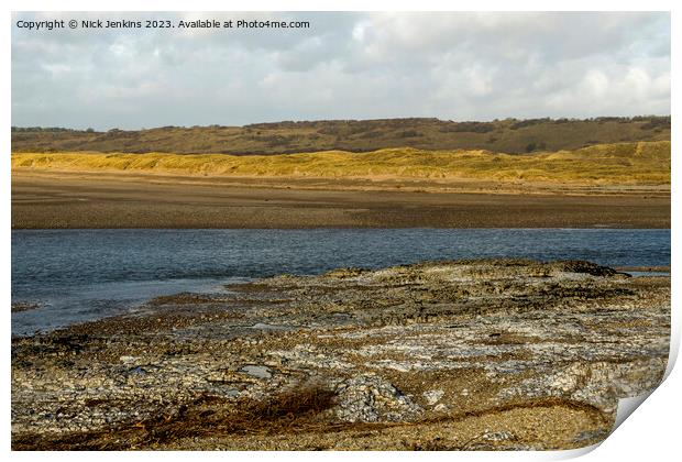 River Ogmore and Sand Dunes at Ogmore by Sea  Print by Nick Jenkins