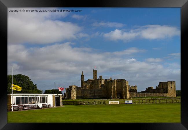 Warkworth Cricket Club and Castle Framed Print by Jim Jones