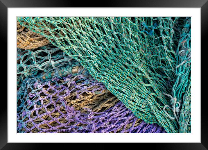 Old pile of colourful fishing ropes in Scarborough harbour Framed Mounted Print by Martin Williams