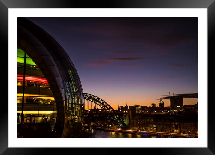 Sunset over Newcastle Framed Mounted Print by Les Hopkinson