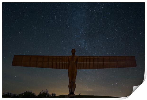 Angel of the North at Night Print by Les Hopkinson