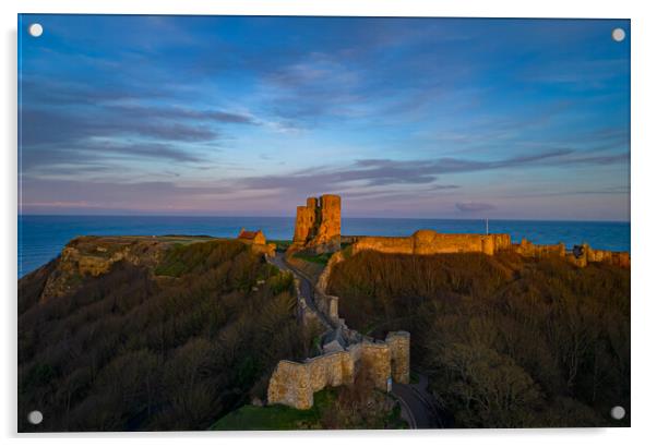 Scarborough Castle Sunset Acrylic by Tony Millward