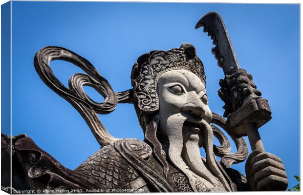 Guardian statue, Wat Pho, Canvas Print by Kevin Hellon
