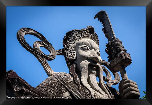 Guardian statue, Wat Pho, Framed Print by Kevin Hellon