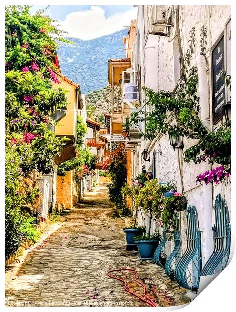 Idilic Boutique Kalkan Streets Print by Pelin Bay