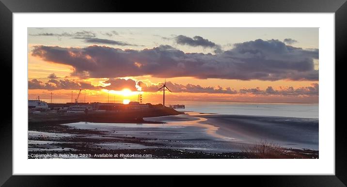 Sun set over Heysham port  Framed Mounted Print by Pelin Bay