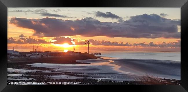 Sun set over Heysham port  Framed Print by Pelin Bay